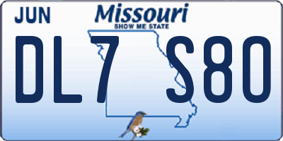 MO license plate DL7S8O
