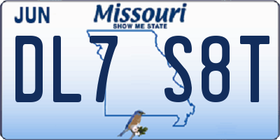 MO license plate DL7S8T