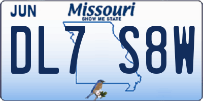 MO license plate DL7S8W