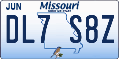 MO license plate DL7S8Z