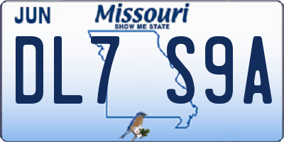 MO license plate DL7S9A