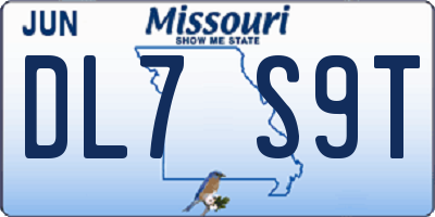 MO license plate DL7S9T