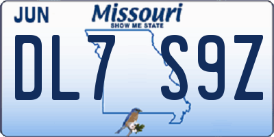 MO license plate DL7S9Z