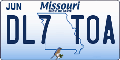 MO license plate DL7T0A