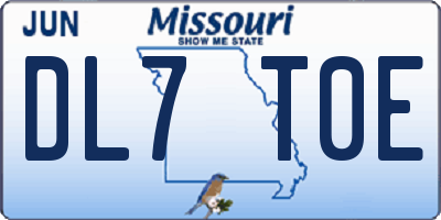 MO license plate DL7T0E