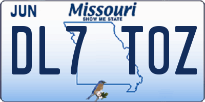 MO license plate DL7T0Z