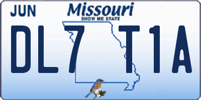 MO license plate DL7T1A