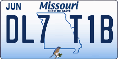 MO license plate DL7T1B