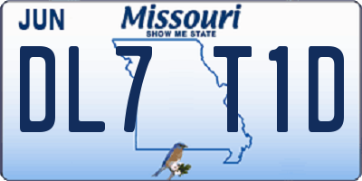 MO license plate DL7T1D