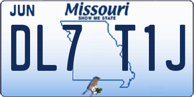 MO license plate DL7T1J