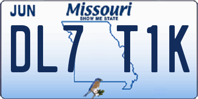 MO license plate DL7T1K