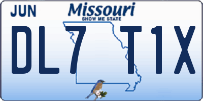 MO license plate DL7T1X