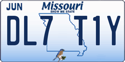 MO license plate DL7T1Y