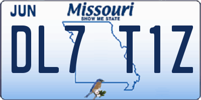MO license plate DL7T1Z