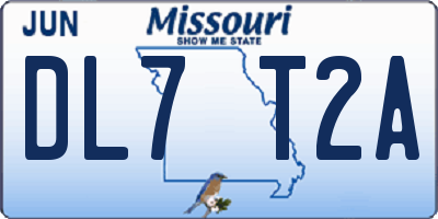 MO license plate DL7T2A