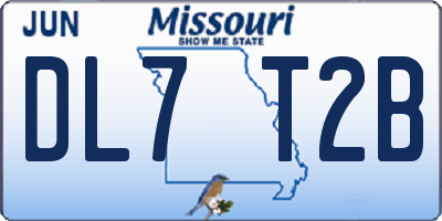 MO license plate DL7T2B