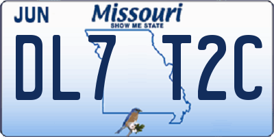 MO license plate DL7T2C