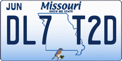 MO license plate DL7T2D