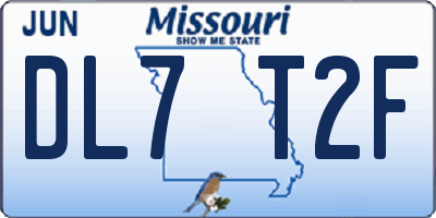 MO license plate DL7T2F