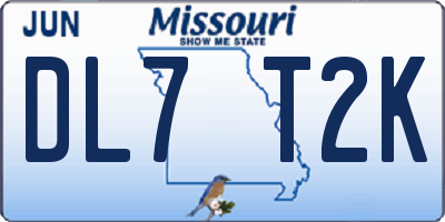 MO license plate DL7T2K