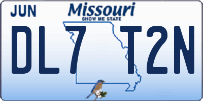 MO license plate DL7T2N