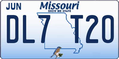 MO license plate DL7T2O