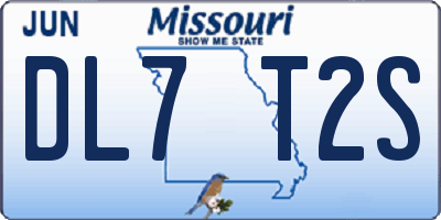 MO license plate DL7T2S