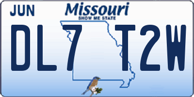 MO license plate DL7T2W