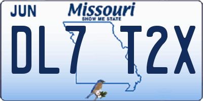 MO license plate DL7T2X