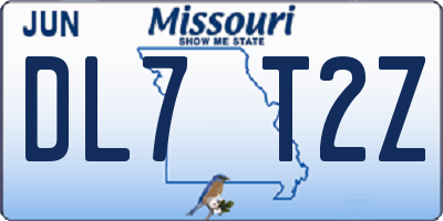 MO license plate DL7T2Z