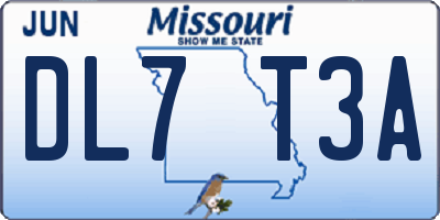 MO license plate DL7T3A