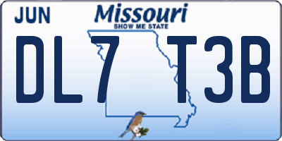 MO license plate DL7T3B
