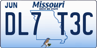 MO license plate DL7T3C
