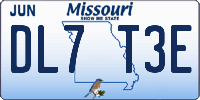 MO license plate DL7T3E