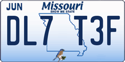 MO license plate DL7T3F