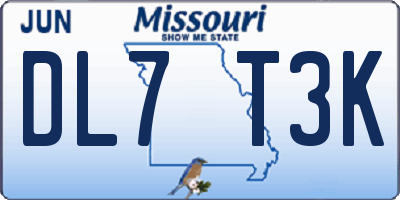 MO license plate DL7T3K
