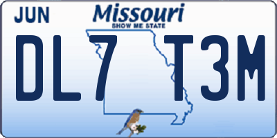 MO license plate DL7T3M
