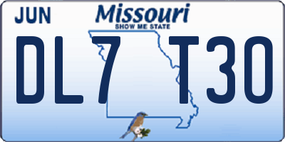 MO license plate DL7T3O
