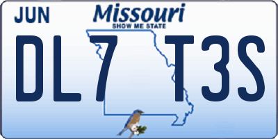 MO license plate DL7T3S