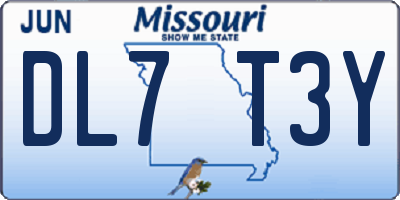 MO license plate DL7T3Y