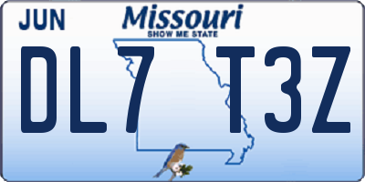 MO license plate DL7T3Z