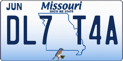 MO license plate DL7T4A