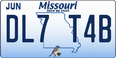 MO license plate DL7T4B