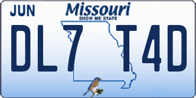 MO license plate DL7T4D