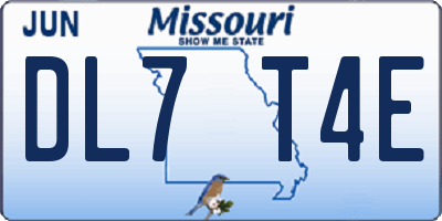 MO license plate DL7T4E