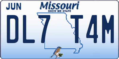 MO license plate DL7T4M