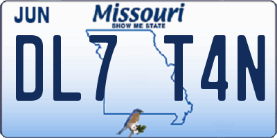 MO license plate DL7T4N