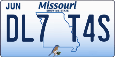 MO license plate DL7T4S