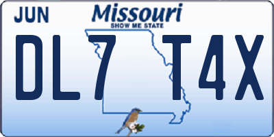 MO license plate DL7T4X