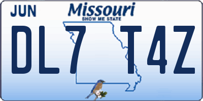 MO license plate DL7T4Z